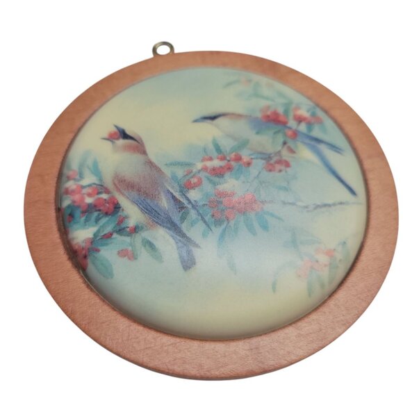 Hallmark Cedar Waxwing Christmas Ornament 1986 Wildlife Collection Wood & Glass - Picture 2 of 5